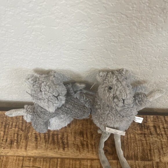 Gray CHRISTMAS Mouse Plush Ornament Set Of 2 Mice Soft Bean Bag Decoration - Picture 5 of 9